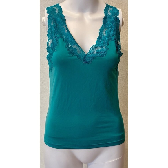 Fredericks Of Hollywood Tops - Fredericks Y2K 90s Green Lace V-neck Coquette Tank Top Size S Fairy Layer Sexy